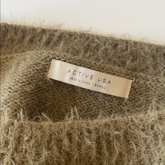 Active USA Olive Green Crop Long Sleeve Sweater S - Picture 3 of 4